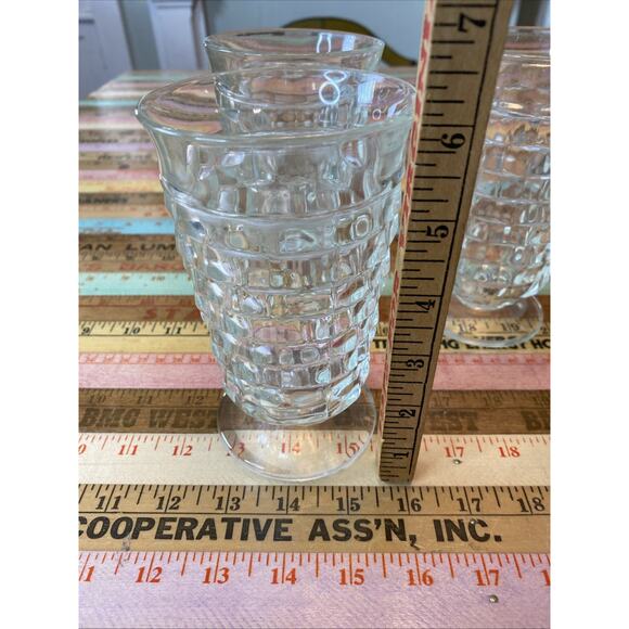Vtg Indiana Glass Whitehall Colony Cubist Footed Iced Tea Glasses Clear Set of 4 - Picture 7 of 7